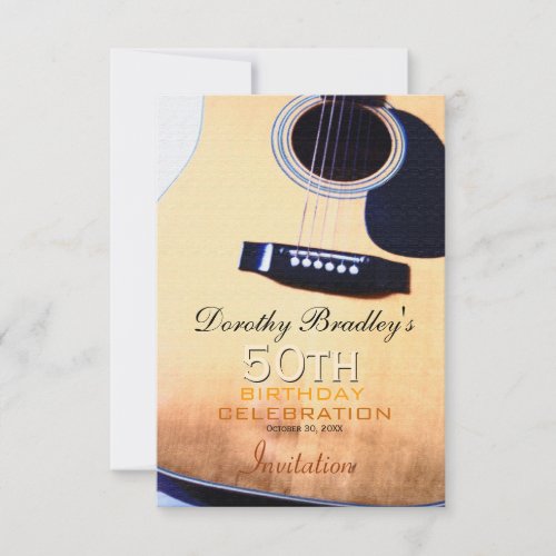 Folk Guitar 50th Birthday Celebration Invitation