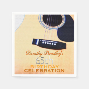 Folk Guitar 65th Birthday Celebration Paper Napkin