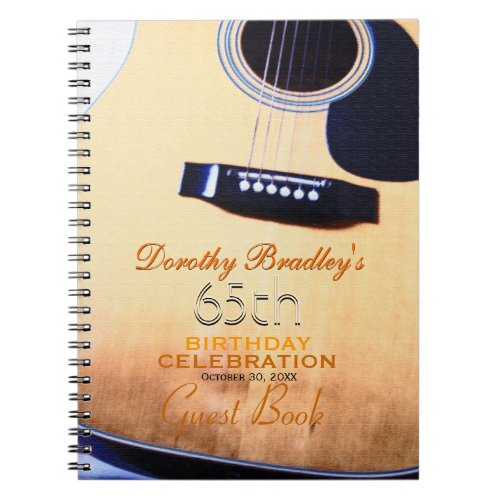 Folk Guitar 65th Birthday Personalized Guest Book