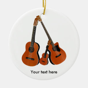 Folk Guitar Acoustic Bass and Ukulele Ceramic Ornament