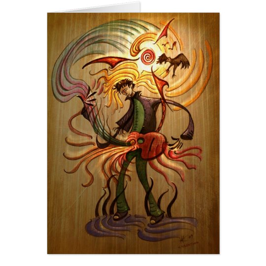 Folk Guitarist Greeting Card