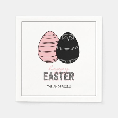 Folk Happy Easter Eggs Paper Napkin