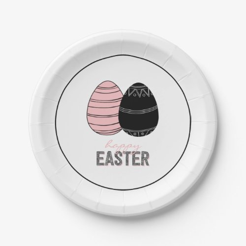 Folk Happy Easter Eggs Paper Plate