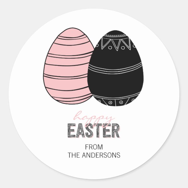 Folk Happy Easter Eggs Sticker (Front)
