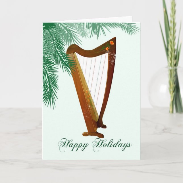 Folk Harp Christmas Card (Front)