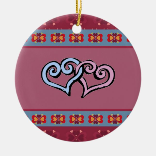 Folk Heart Pattern Ornament (Front)