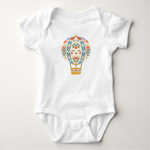 Folk Hot Air Balloon - Cute Floral Babies Design