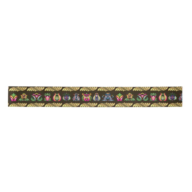 Folk Hungarian Pattern Satin Ribbon (Front)