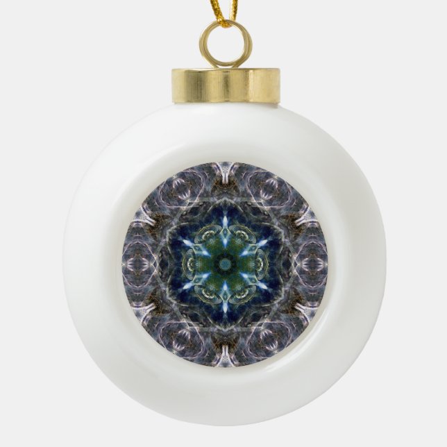 Folk Mandala  Ceramic Ball Christmas Ornament (Front)