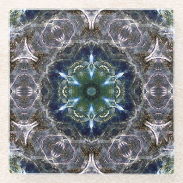 Folk Mandala  Glass Coaster (Front)