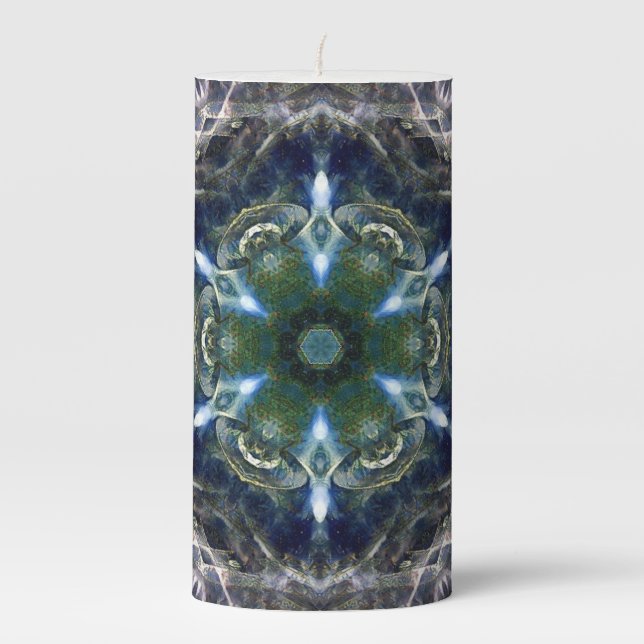 Folk Mandala  Pillar Candle (Front)
