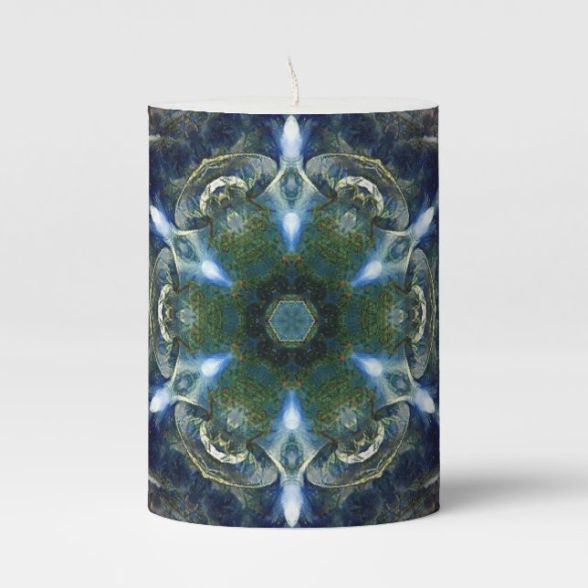 Folk Mandala  Pillar Candle (Front)