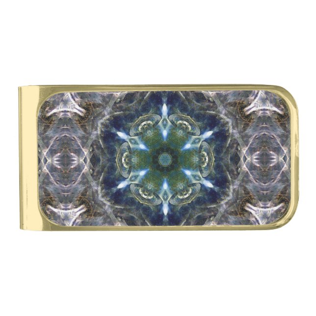Folk Mandala  Silver Finish Money Clip (Front)
