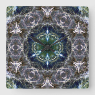 Folk Mandala Square Wall Clock