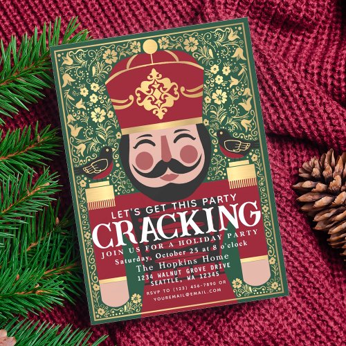 Folk Nutcracker Cracking Christmas Holiday Party  Invitation