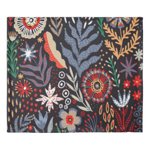 Folk pattern, seamless textile design with bright duvet cover