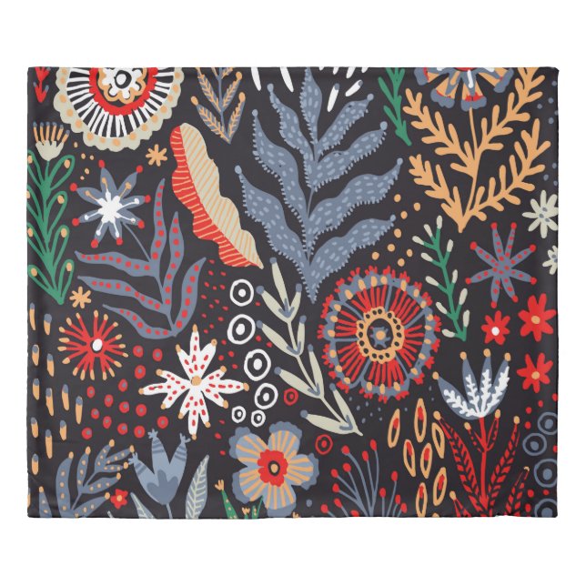 Folk pattern, seamless textile design with bright  duvet cover (Front)