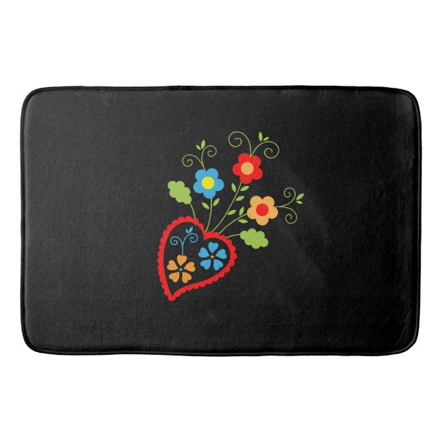 Folk portuguese blooming heart bath mat (Front)