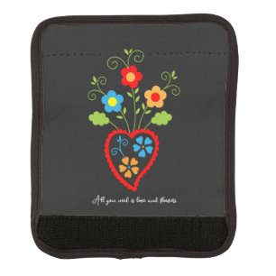 Folk portuguese blooming heart luggage handle wrap