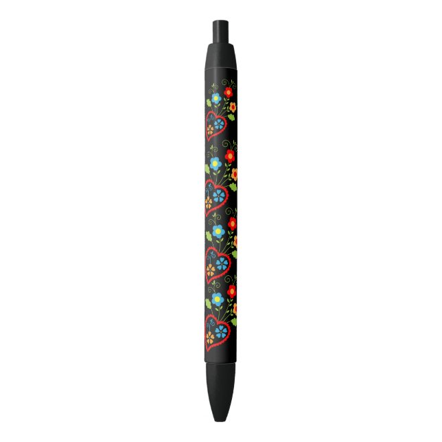 Folk portuguese blooming heart pattern pen (Front Vertical)
