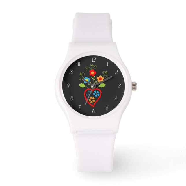 Folk portuguese blooming heart watch (Front)