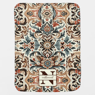 Folk print winter and earthy tones baby blanket