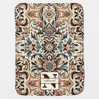 Folk print winter and earthy tones baby blanket