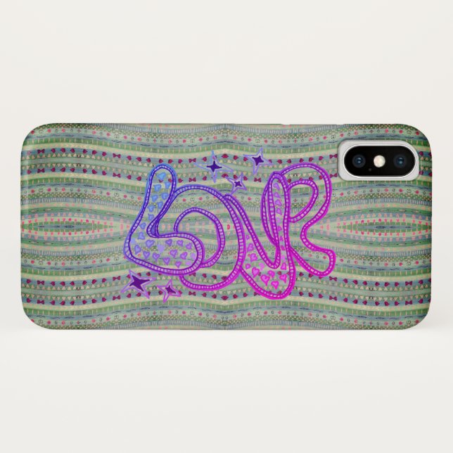 Folk Psychedelic Pretty Hearts Love Case-Mate iPhone Case (Back (Horizontal))