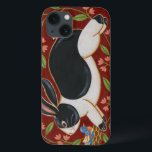 Folk Rabbit iPhone 13 Case<br><div class="desc">Get this modern piece of artwork today with a brown and red background. This piece of art contains a black and white rabbit which appears to be running. The details in this image are very sharp and vivid. It's a contemporary art piece that will be perfect for any type of...</div>