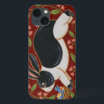 Folk Rabbit iPhone 13 Case<br><div class="desc">Get this modern piece of artwork today with a brown and red background. This piece of art contains a black and white rabbit which appears to be running. The details in this image are very sharp and vivid. It's a contemporary art piece that will be perfect for any type of...</div>