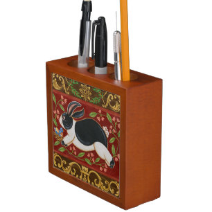 Folk Rabbit Desk Organizer