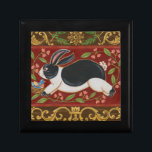 Folk Rabbit Gift Box<br><div class="desc">Get this modern piece of artwork today with a brown and red background. This piece of art contains a black and white rabbit which appears to be running. The details in this image are very sharp and vivid. It's a contemporary art piece that will be perfect for any type of...</div>