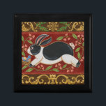 Folk Rabbit Gift Box<br><div class="desc">Get this modern piece of artwork today with a brown and red background. This piece of art contains a black and white rabbit which appears to be running. The details in this image are very sharp and vivid. It's a contemporary art piece that will be perfect for any type of...</div>