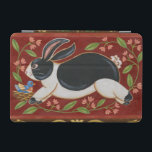 Folk Rabbit iPad Mini Cover<br><div class="desc">Get this modern piece of artwork today with a brown and red background. This piece of art contains a black and white rabbit which appears to be running. The details in this image are very sharp and vivid. It's a contemporary art piece that will be perfect for any type of...</div>