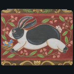 Folk Rabbit iPad Smart Cover<br><div class="desc">Get this modern piece of artwork today with a brown and red background. This piece of art contains a black and white rabbit which appears to be running. The details in this image are very sharp and vivid. It's a contemporary art piece that will be perfect for any type of...</div>