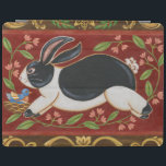 Folk Rabbit iPad Smart Cover<br><div class="desc">Get this modern piece of artwork today with a brown and red background. This piece of art contains a black and white rabbit which appears to be running. The details in this image are very sharp and vivid. It's a contemporary art piece that will be perfect for any type of...</div>