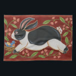 Folk Rabbit Kitchen Towel<br><div class="desc">Get this modern piece of artwork today with a brown and red background. This piece of art contains a black and white rabbit which appears to be running. The details in this image are very sharp and vivid. It's a contemporary art piece that will be perfect for any type of...</div>