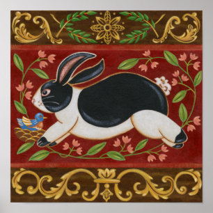 Folk Rabbit Poster