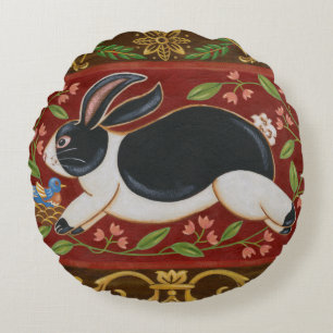 Folk Rabbit Round Pillow