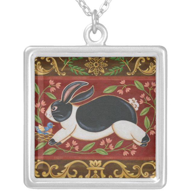 Folk Rabbit Silver Plated Necklace (Front)