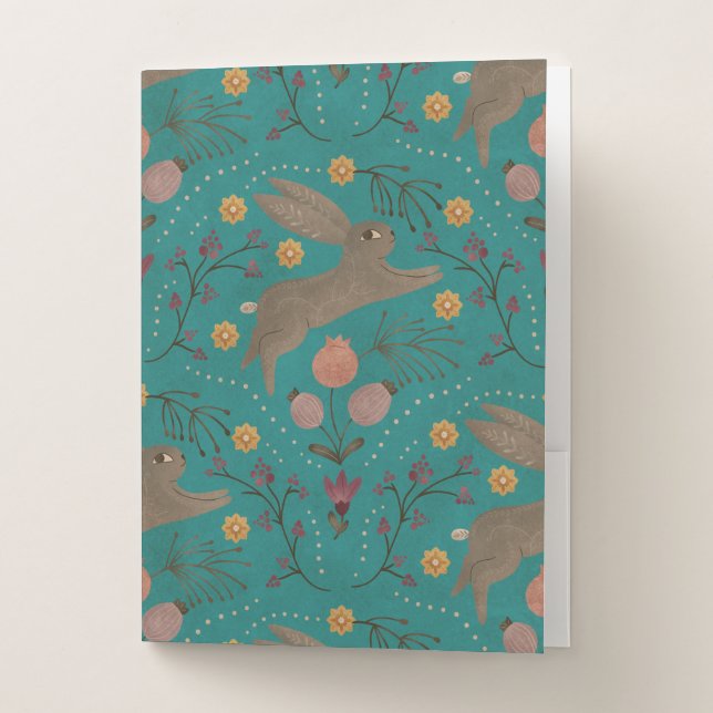 Folk Rabbits Pocket Folder (Front)