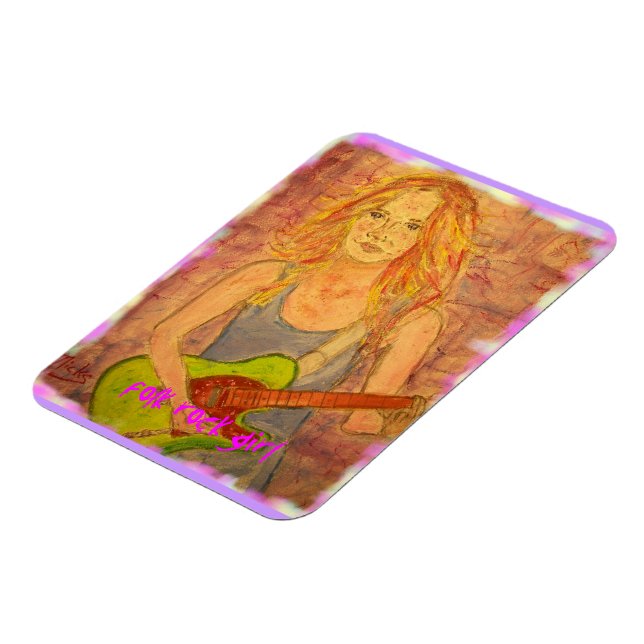 folk rock girl art magnet (Left Side)