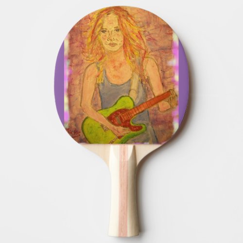 folk rock girl art Ping_Pong paddle