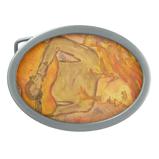 Folk Rock Girl Belt Buckle (Front)