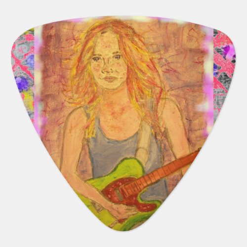 folk rock girl drip guitar pick