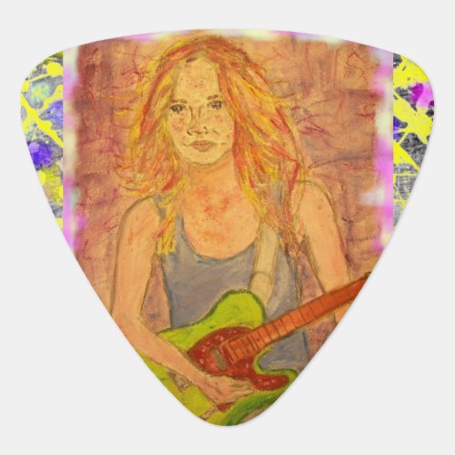 folk rock girl drip guitar pick