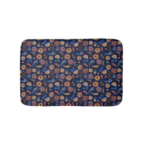 Folk Rustic Floral Bath Mat