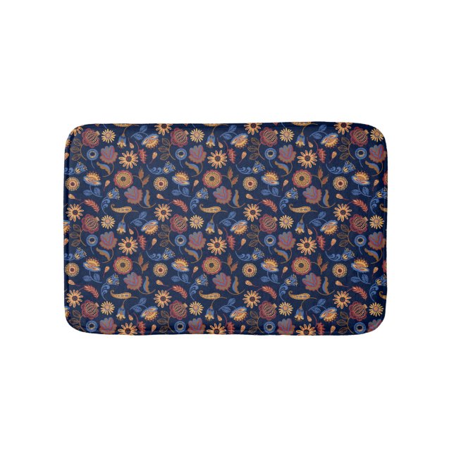 Folk Rustic Floral Bath Mat (Front)