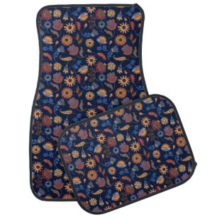 Folk Rustic Floral Car Floor Mat