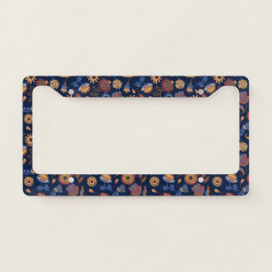 Folk Rustic Floral License Plate Frame